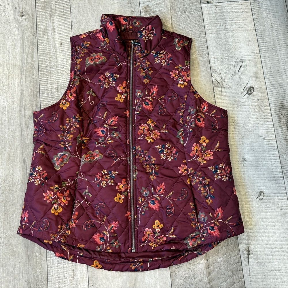 NWT Christopher & Banks Quilted Floral Vest
